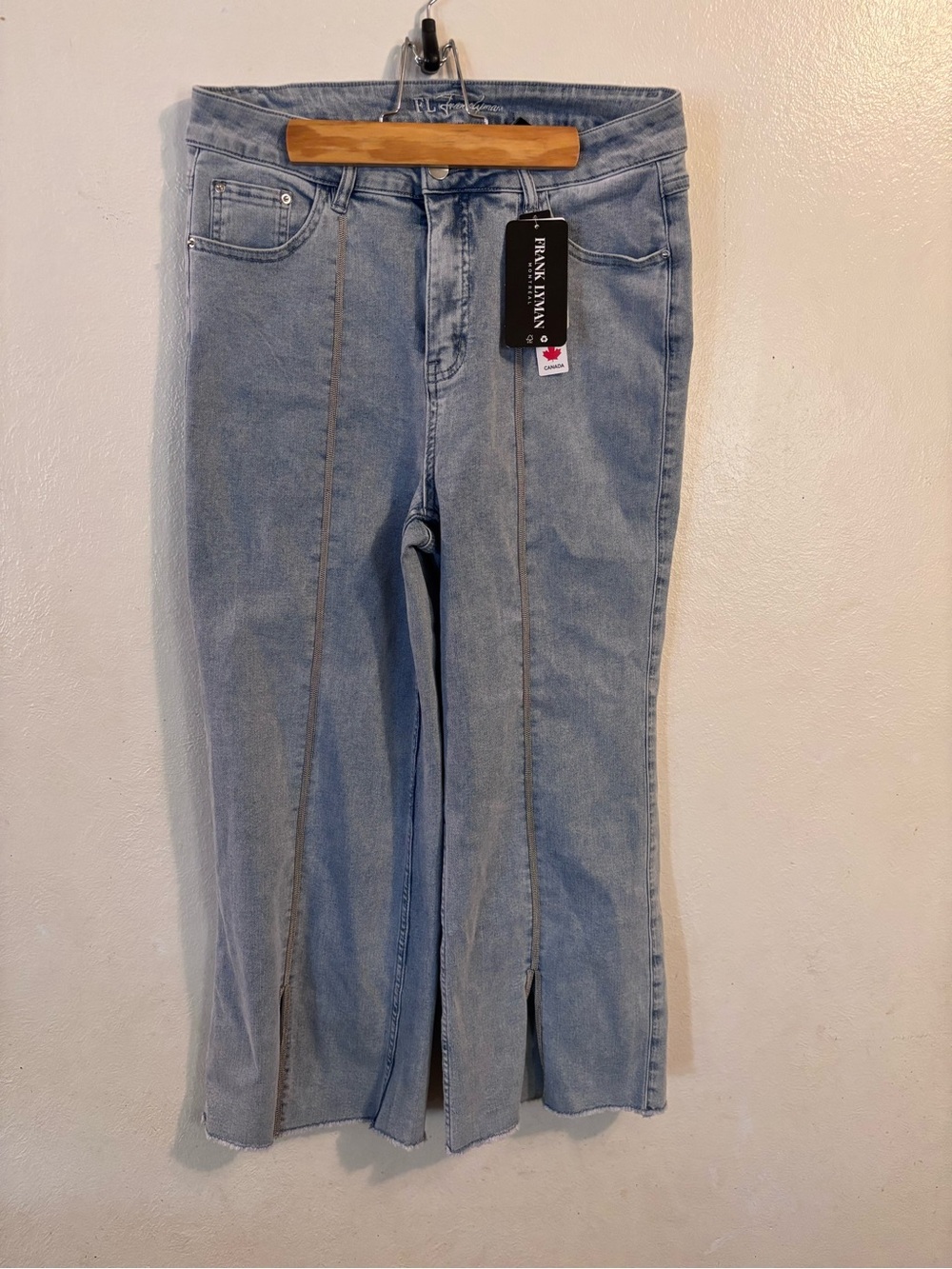 Frank Lyman Design Pale Blue Wide Leg Jeans with Front Seams